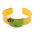 Yellow, Light Green Acrylic 'Kitty' Cuff Bracelet - 19cm L - view 2