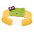 Yellow, Light Green Acrylic 'Kitty' Cuff Bracelet - 19cm L - view 5