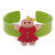 Light Green, Deep Pink, Light Pink Crystal Acrylic 'Gingerbread Girl' Cuff Bracelet - 19cm L