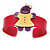 Deep Pink, Purple, Yellow Crystal Acrylic 'Gingerbread Girl' Cuff Bracelet - 19cm L - view 3