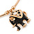 Gold Tone Slip-On Cuff Bracelet With A Black Enamel Elephant Charm - 19cm L - view 3
