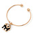 Gold Tone Slip-On Cuff Bracelet With A Black Enamel Elephant Charm - 19cm L - view 7