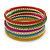 Multicoloured Smooth and Twisted Metal Bangle Set of 9 In Gold Tone - 20cm Length