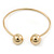 Gold Plated Double Ball Cuff Bangle Bracelet - 18cm L - Adjustable - view 3