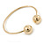 Gold Plated Double Ball Cuff Bangle Bracelet - 18cm L - Adjustable