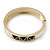 White Enamel, Black Square Pyramid Stud Hinged Bangle Bracelet In Gold Plating - 19cm L - view 8