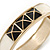 White Enamel, Black Square Pyramid Stud Hinged Bangle Bracelet In Gold Plating - 19cm L - view 4