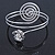 Rhodium Plated Crystal Flower and Swirl Circle Upper Arm, Armlet Bracelet - 27cm L - view 7