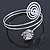 Rhodium Plated Crystal Flower and Swirl Circle Upper Arm, Armlet Bracelet - 27cm L - view 9