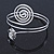 Rhodium Plated Crystal Flower and Swirl Circle Upper Arm, Armlet Bracelet - 27cm L - view 10