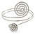 Rhodium Plated Crystal Flower and Swirl Circle Upper Arm, Armlet Bracelet - 27cm L - view 5