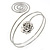 Rhodium Plated Crystal Flower and Swirl Circle Upper Arm, Armlet Bracelet - 27cm L - view 2