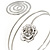 Rhodium Plated Crystal Flower and Swirl Circle Upper Arm, Armlet Bracelet - 27cm L - view 3