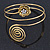 Gold Tone Crystal Flower and Swirl Circle Upper Arm, Armlet Bracelet - 27cm L - view 6