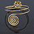 Gold Tone Crystal Flower and Swirl Circle Upper Arm, Armlet Bracelet - 27cm L - view 8
