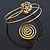 Gold Tone Crystal Flower and Swirl Circle Upper Arm, Armlet Bracelet - 27cm L - view 9