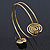 Gold Tone Crystal Flower and Swirl Circle Upper Arm, Armlet Bracelet - 27cm L - view 5