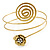 Gold Tone Crystal Flower and Swirl Circle Upper Arm, Armlet Bracelet - 27cm L - view 4
