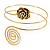 Gold Tone Crystal Flower and Swirl Circle Upper Arm, Armlet Bracelet - 27cm L - view 13