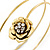 Gold Tone Crystal Flower and Swirl Circle Upper Arm, Armlet Bracelet - 27cm L - view 3