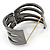 Wide Crystal Wavy Hinged Bangle Bracelet In Gun Metal - 19cm L - view 4