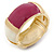 Chunky Cream/ Plum Enamel Hinged Bangle Bracelet In Gold Tone - 19cm L - view 6