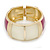 Chunky Cream/ Plum Enamel Hinged Bangle Bracelet In Gold Tone - 19cm L - view 4