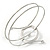 Silver Tone Open Circle Geometric with Clear Accent Upper Arm/ Armlet Bracelet - up to 27cm L - view 3