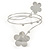 Silver Tone Double Flower Upper Arm, Armlet Bracelet - 27cm L