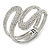 Clear Crystal Double Loop Hinged Bangle In Silver Plating - up to 20cm L