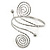 Egyptian Style Swirl Upper Arm, Armlet Bracelet In Rhodium Plating with Hammered Detailing - Adjustable - view 7