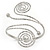 Egyptian Style Swirl Upper Arm, Armlet Bracelet In Rhodium Plating with Hammered Detailing - Adjustable - view 2