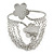 Silver Tone Double Flower Hammered Upper Arm/ Armlet Bracelet with Chains - Adjustable - view 2