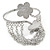 Silver Tone Double Flower Hammered Upper Arm/ Armlet Bracelet with Chains - Adjustable - view 3