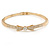 Gold Plated Clear Crystal Bow Bangle Bracelet - 18cm L
