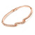 Delicate Clear Crystal Triple Leaf Bangle Bracelet In Rose Gold Tone Metal - 18cm L - view 4