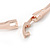 Delicate Clear Crystal Triple Leaf Bangle Bracelet In Rose Gold Tone Metal - 18cm L - view 3