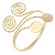 Gold Tone Hammered Circles And Swirls Upper Arm/ Armlet Bracelet - Adjustable - view 5