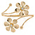 Gold Tone Double Flower Upper Arm, Armlet Bracelet - Adjustable - view 4