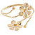 Gold Tone Double Flower Upper Arm, Armlet Bracelet - Adjustable - view 6