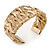 Wide Woven Wire Cuff Bangle In Gold Plated Metal - Adjustable - view 5