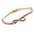 Delicate Rose Gold Tone Crystal Bow Bangle Bracelet - 18cm L