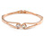 Delicate Double Loop CZ Bangle Bracelet In Rose Gold Tone Metal - 17cm L (For Small Wrists)