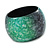Chunky Wide Green/ Black Marble Effect Wood Bangle Bracelet - 18cm L/ Medium - view 2
