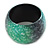 Chunky Wide Green/ Black Marble Effect Wood Bangle Bracelet - 18cm L/ Medium - view 3