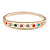 Multicoloured Crystal Floral Bangle Bracelet In Polished Gold Tone - 19cm L - view 3