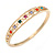 Multicoloured Crystal Floral Bangle Bracelet In Polished Gold Tone - 19cm L