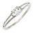 Show Off Crystal, Princess Cut Cz Bangle Bracelet in Polished Silver Tone Metal - 19cm L