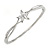 Exquisite CZ Flower Bangle Bracelet In Polished Silver Tone Metal - 18cm L