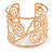 Wide Hammered Twirl Motif Cuff Bracelet In Gold Tone - 18cm Long